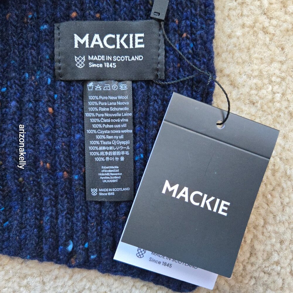 NWT Mackie Wool Scarf Ribbed Flecked Speckled Donegal Scotland - Picture 4 of 15